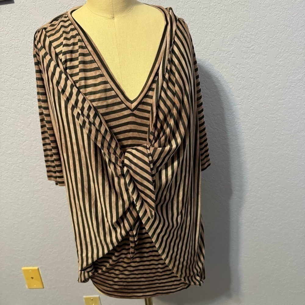 Elizabeth And James Drape Tie Front Stripe Tee